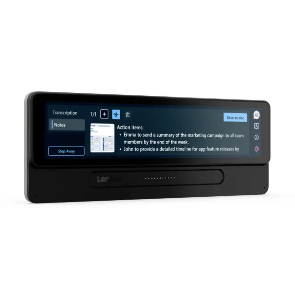 Affichage tête haute pour PC portable Lenovo MagicBay HUD 1424 x 280 pixels de Lenovo, Gris – jaquette