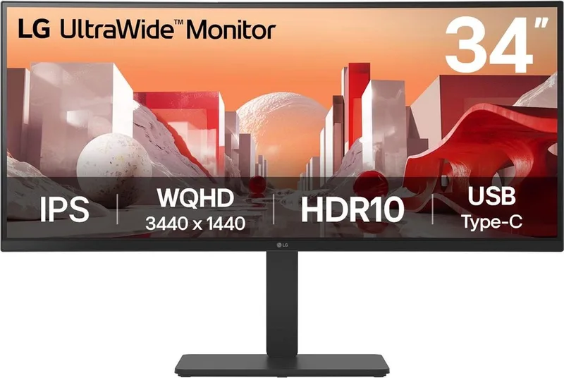 LG 34BA75QE-B - QHD Ultrawide Monitor - IPS - USB-C 90w - RJ-45 - 34 inch van LG – cover