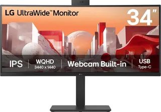 LG 34BA85QE-B QHD Ultrawide Monitor - IPS - USB-C 90w - RJ-45 - Webcam - 34 inch de LG, Noir – jaquette 1 sur 2