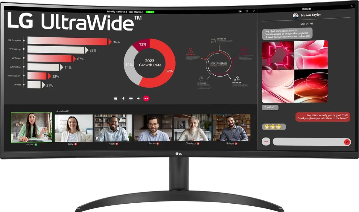LG 34WR50QC-B - QHD Curved Ultrawide Monitor - sRGB 99% - 100hz - 34 inch de LG – jaquette