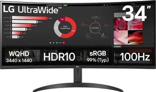LG 34WR50QK-B - QHD Curved Ultrawide Monitor - 100hz - 34 inch de LG – jaquette 1 sur 2