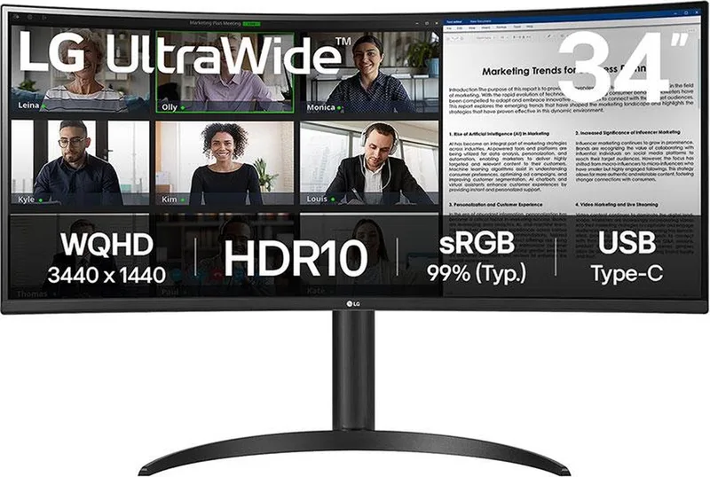 LG 34WR55QK-B - QHD Curved Ultrawide Monitor - USB-C 65w - 34 inch van LG – cover