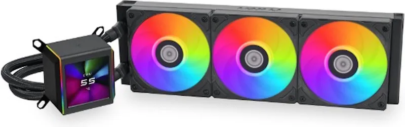 GALAHAD II LCD 360 - Vloeistof-koelsysteem processor - afmeting radiator: 360 mm - voor Intel LGA: 1700, 1200, 115x - AMD AM5, AM4 - 3x 120 mm ARGB fans by Lian Li, Black – cover