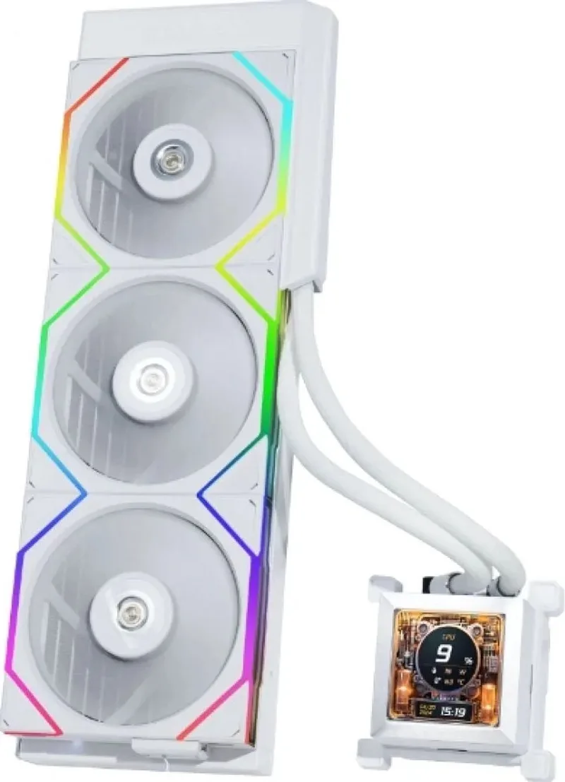 HydroShift LCD 360S White - Vloeistof-koelsysteem processor afmeting radiator: 360 mm - voor Intel LGA: 1700 - AMD AM5, AM4 - 3x 120 mm FDB fans van Lian Li, Wit – cover