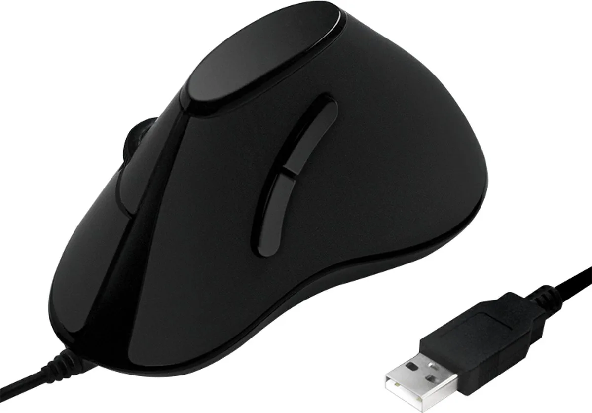ID0158 Souris ergonomique USB optique noir 5 Boutons 1000 dpi ergonomique de LogiLink, Noir – jaquette