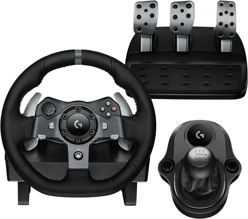 G920 Xbox PC Lenkrad mit Schaltung und Pedalen Gaming-Lenkrad (Driving Force Komplett Set mit 6 Gänge Schaltknauf Schalthebel, Rennlenkrad, Bremspedale) van Logitech G, Zwart – cover