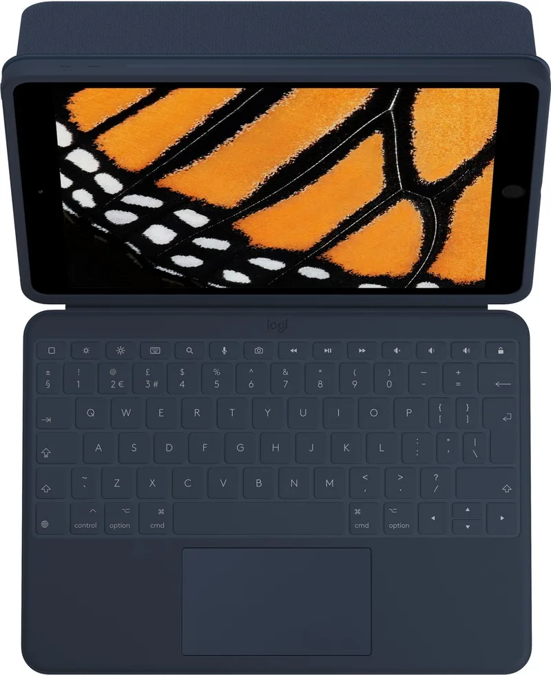 Bluetooth Keyboard with Support for Tablet Logitech 920-010362 iPad (7th gen) de Logitech, Bleu, AZERTY – jaquette
