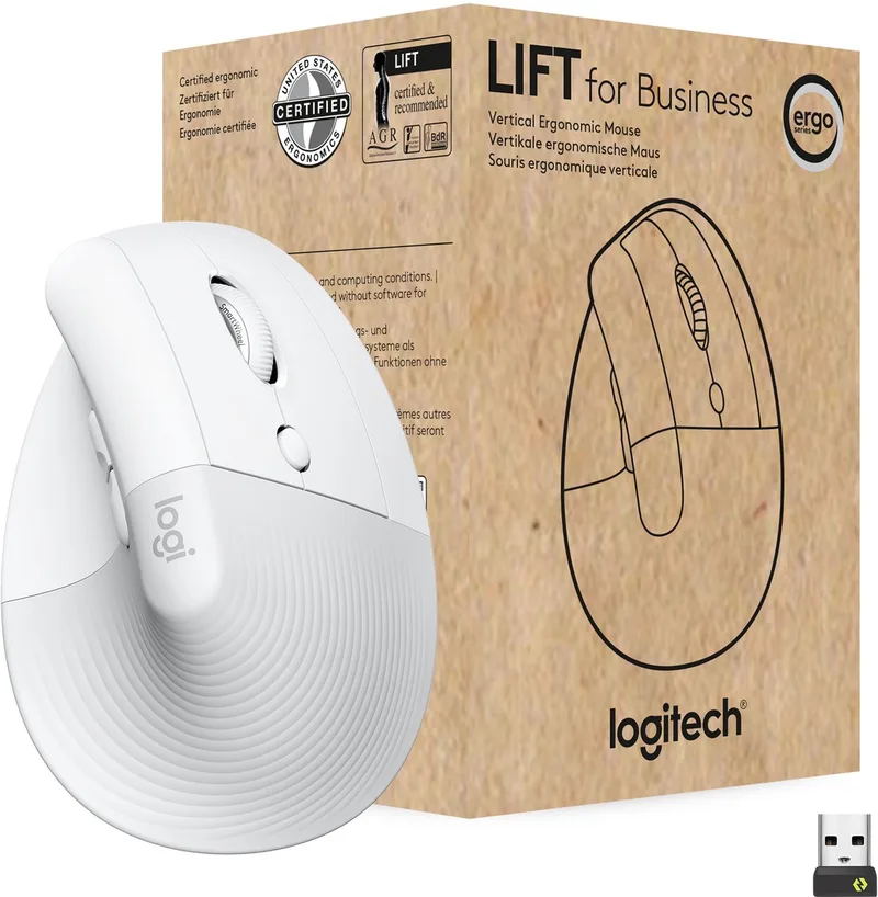 Logitech – 910-006496 – Verticale Ergonomische Muis – Rechts – 4000 dpi by Logitech, White – cover