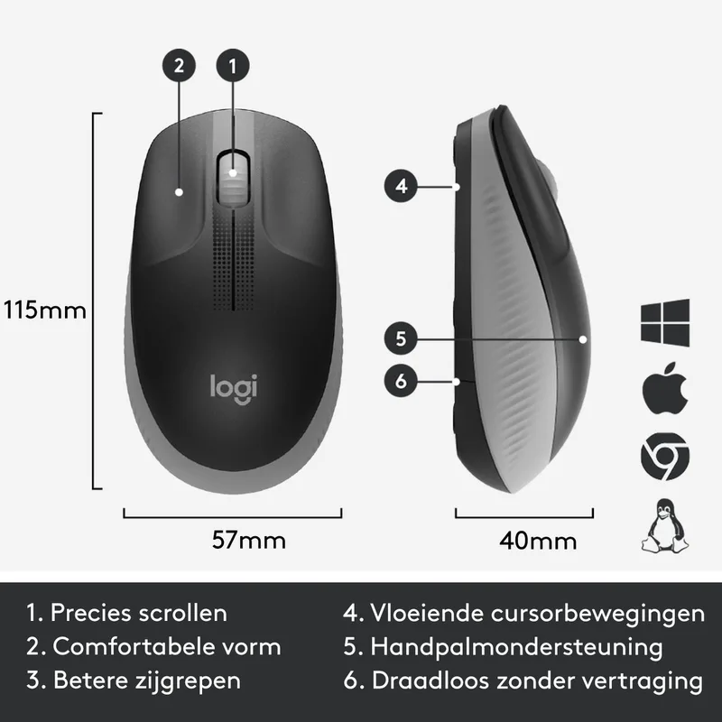 M190 - Muis - EMEA / MID GREY by Logitech, Black, Grey – cover