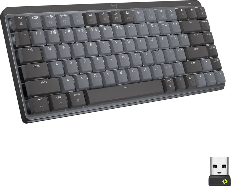 MX Mini Mechanical toetsenbord RF-draadloos + Bluetooth Grafiet, Grijs by Logitech, Black, CH – cover