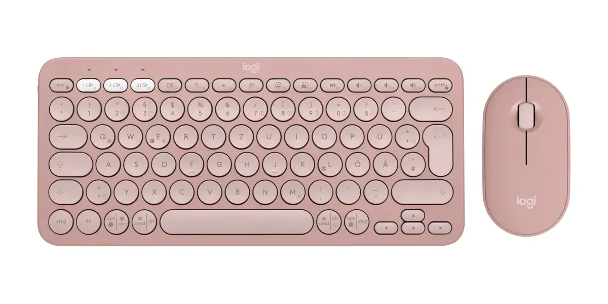 Pebble 2 Combo Kit souris + clavier sans fil optique 3 Boutons fra Logitech, Rose – cover