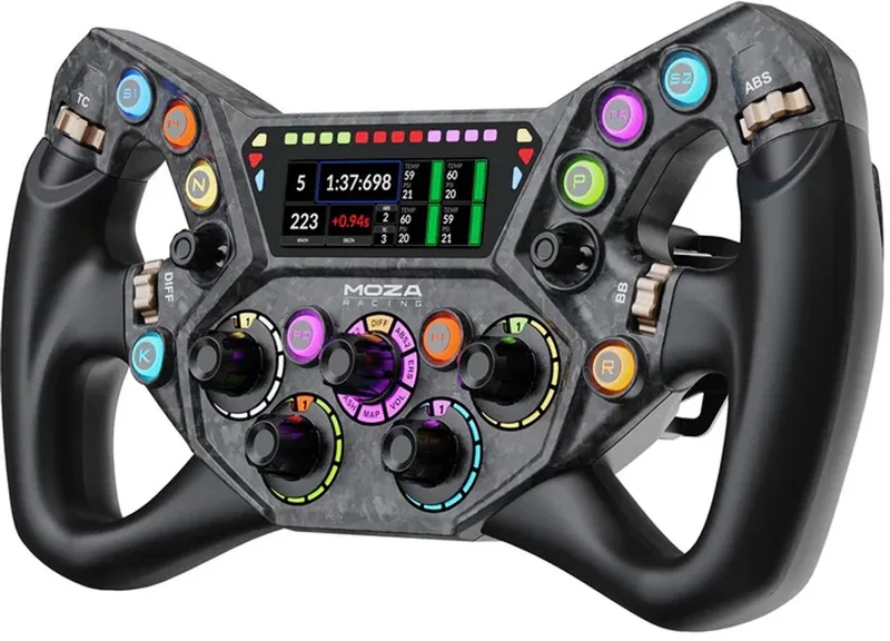 KS Pro Steering Wheel – 300 mm GT/Formule Sim Racing Stuur met HD Display en Dual Clutch Paddles - PC de Moza Racing, Noir – jaquette