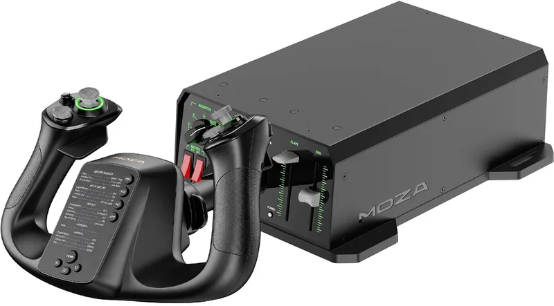 MFY Yoke + AY90 Yoke Base – Flight Simulator Yoke – Force Feedback 4,2 Nm – 34 Programmeerbare Ingangen – PC de Moza Racing – jaquette