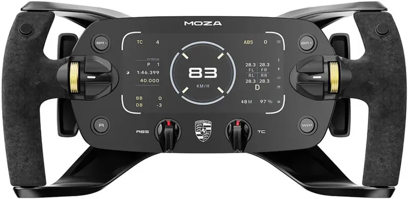 Porsche Mission R Sim Racing Steering Wheel – Officieel Gelicentieerde 320 mm GT Wheel met 5.4” Flexible OLED Display - PC van Moza Racing, Zwart – cover
