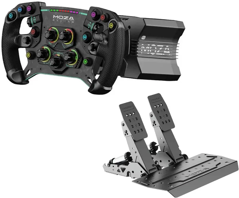 R12 V2 + GS V2P + SR-P2 Sim Racing Bundle – Direct Drive 12Nm Stuur, GT Racing Wheel en Load Cell Pedalen – PC de Moza Racing – jaquette