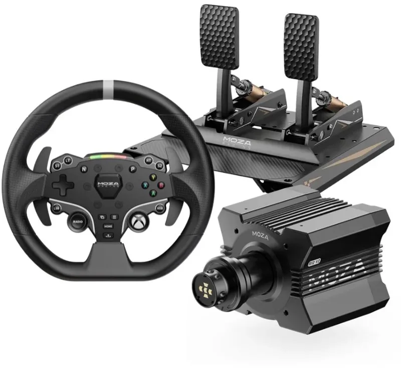 R12 V2 + MOZA ESX Steering Wheel + MOZA CRP2 Pedals Bundle – Direct Drive 12Nm – Xbox & PC de Moza Racing – jaquette