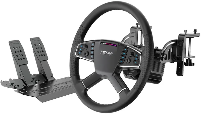 R5 Pro Truck Bundle – 6 Nm Direct Drive – 400 mm Truckstuur – SR-P Lite2 Pedalen – PC van Moza Racing – cover