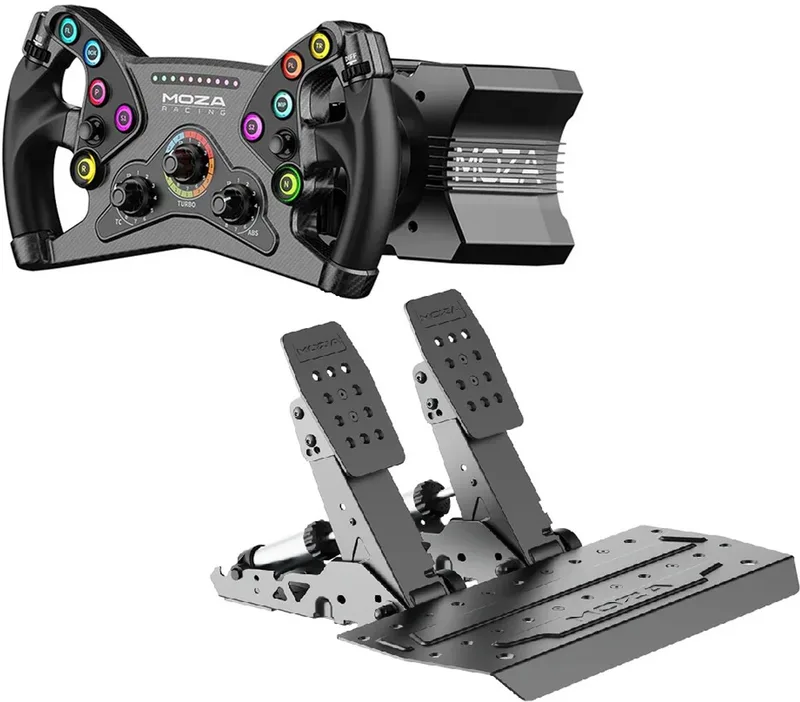 R9 V3 Wheel Base + KS Steering Wheel + SR-P2 Pedals - 9 Nm Direct Drive Sim Racing Bundle - PC de Moza Racing – jaquette