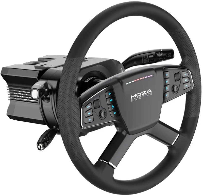 RS071 Trucking Wheel Bundel + Multi-Function Stalks – Professioneel Sim Racing Stuurwiel en Programmeerbare Truckbediening voor Euro/US Truck Simulator - PC de Moza Racing – jaquette