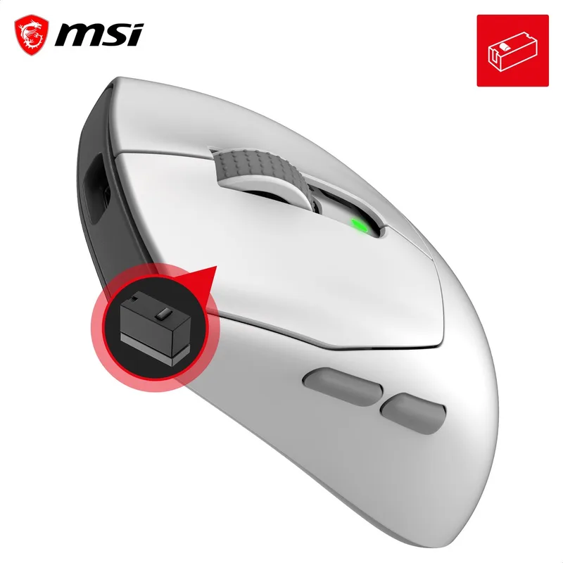 FORGE GM340 WIRELESS WHITE – Gamingmuis – Draadloos RF - Bluetooth – Optisch – 12.000 DPI by MSI, White – cover
