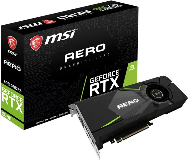 GeForce RTX 2080 AERO 8G van MSI, Zwart, Grijs – cover