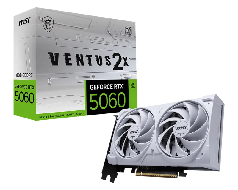 GeForce RTX 5060 8G VENTUS 2X OC WHITE - Videokaart by MSI – cover