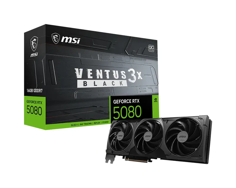 GeForce RTX 5080 VENTUS 3X OC BLACK - Videokaart de MSI – jaquette