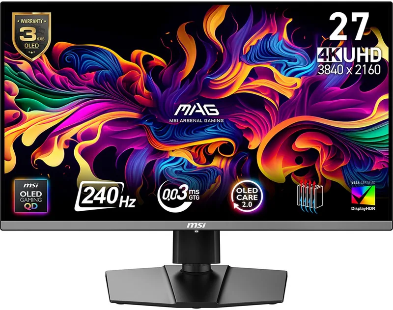 MAG 272UP QD-OLED X24 - UHD Gaming Monitor - 26.5 Inch - 240Hz - USB-C PD 15W de MSI, Noir – jaquette