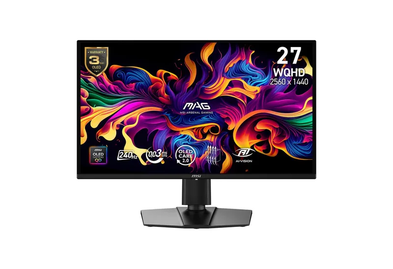 MAG 274QP QD-OLED X24 OLED-Monitor (67,3 cm/27 ", 2560 x 1440 px, WQHD, 0,03 ms Reaktionszeit, 240 Hz, QD-OLED, neig-, schwenk-, höhenverstellbar, Pivot) de MSI, Noir – jaquette