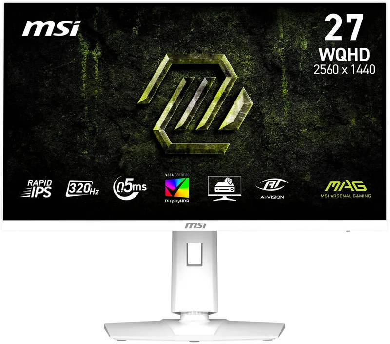 Moniteur gaming MSI MAG 274QRFWDE X32 CEE F (A - G) 68.6 cm 27 pouces 2560 x 1440 pixels 16:9 0.5 ms IPS LED de MSI, Blanc – jaquette 1 sur 5