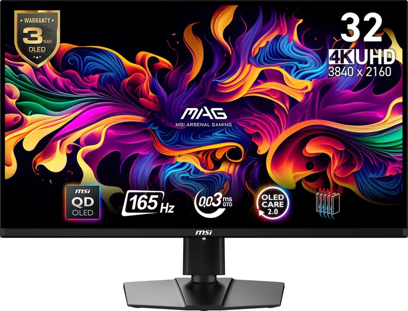 MAG 321UP QD-OLED - 4K UHD Gaming Monitor - 165hz - 32 inch - USB-C PD 15W de MSI – jaquette