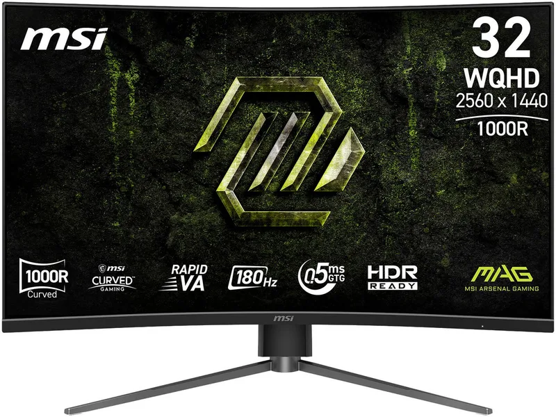 MAG 325CQPF E18 Curved-Gaming-Monitor (80 cm/32 ", 2560 x 1440 px, WQHD, 0,5 ms Reaktionszeit, 180 Hz, Rapid VA, neig-, schwenk-, höhenverstellbar) van MSI, Zwart – cover
