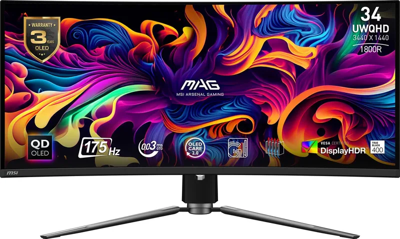 MAG 341CQPDE QD-OLED computer monitor van MSI, Zwart – cover