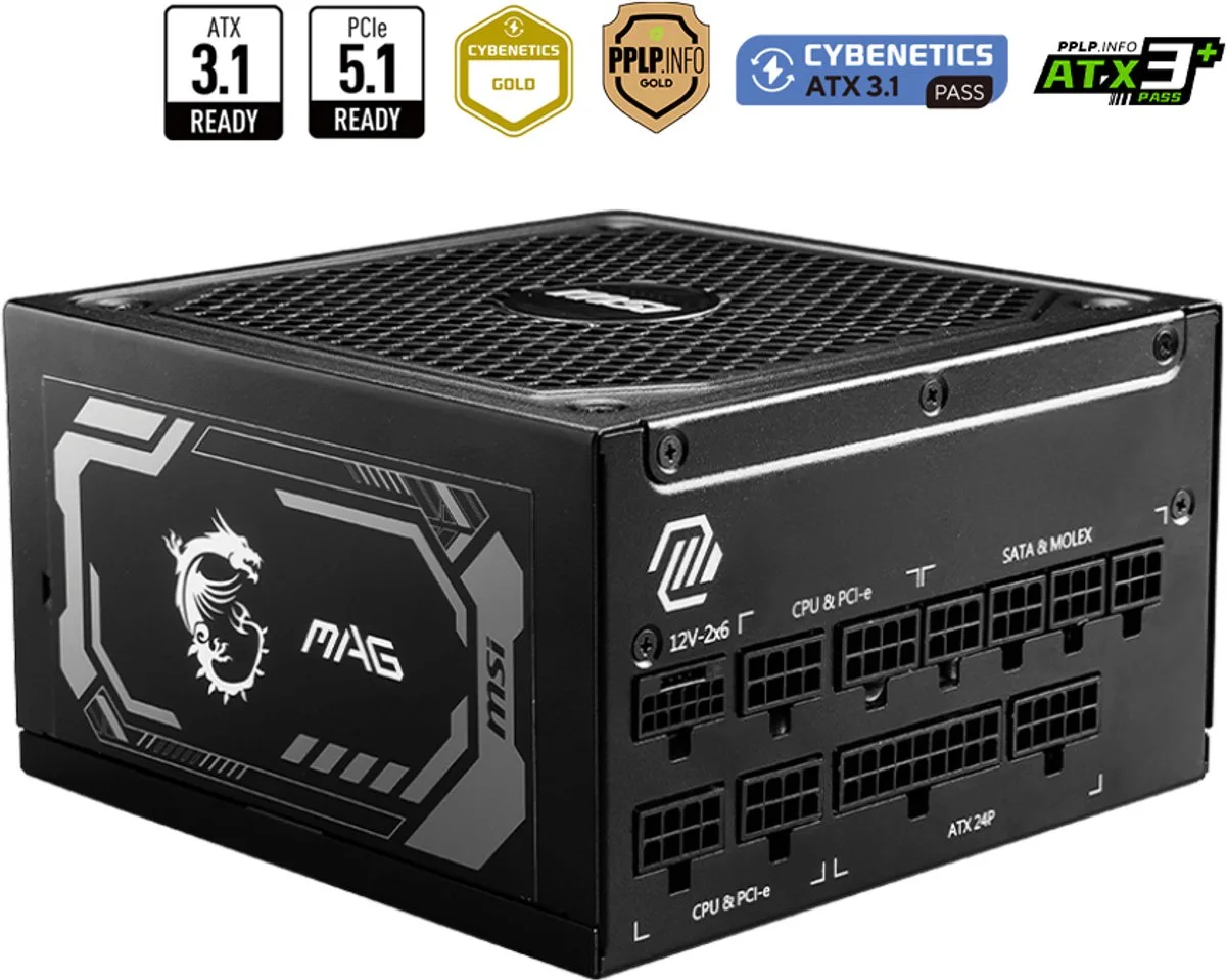 MAG A1250GL PCIE5 power supply unit 1250 W 24-pin ATX ATX från MSI, Svart – omslag
