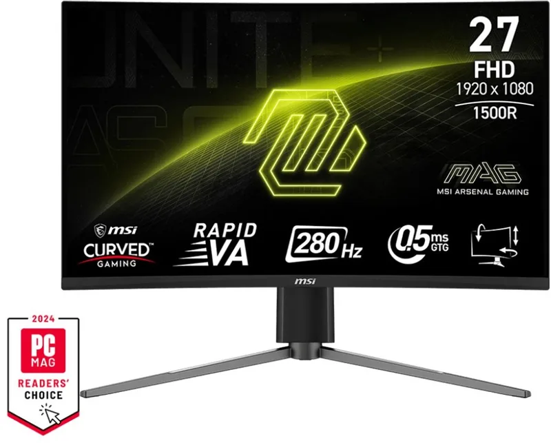 MAG Serie - 27-Inch Curved Gaming Monitor - Full HD - 280Hz - Adaptive Sync by MSI, Black – cover