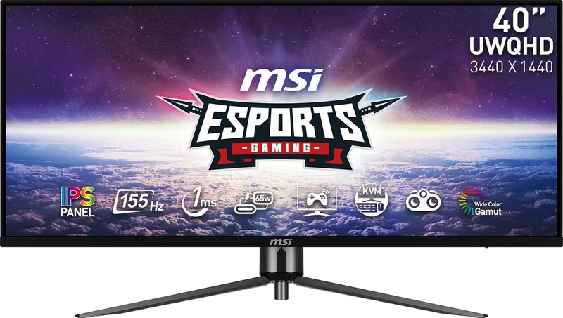 MAG401QR Gaming-LED-Monitor (102 cm/40 ", 3440 x 1440 px, UWQHD, 1 ms Reaktionszeit, 155 Hz, IPS, 3 Jahre Herstellergarantie, USB-C) van MSI, Zwart – cover