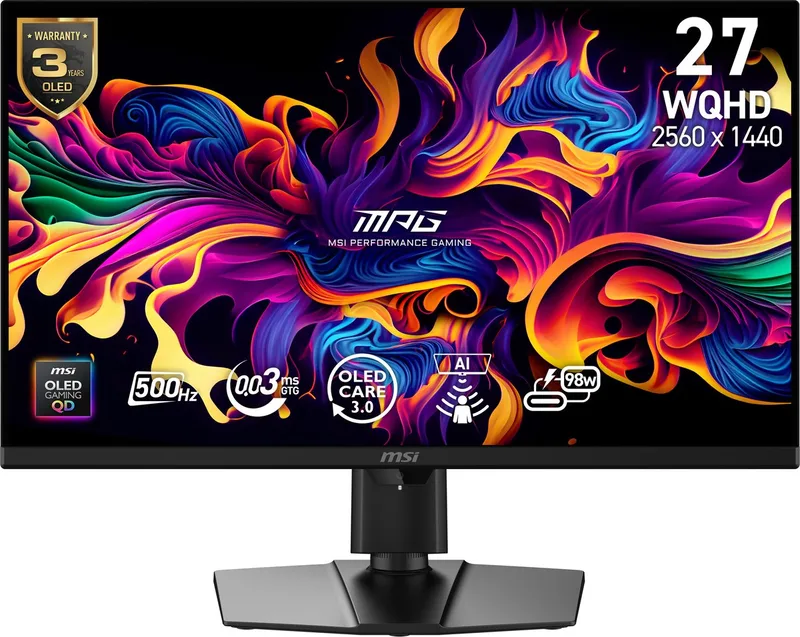 MPG 271QRDE QD-OLED X50 computer monitor 67,3 cm (26.5") 2560 x 1440 Pixels Wide Quad HD van MSI, Zwart – cover