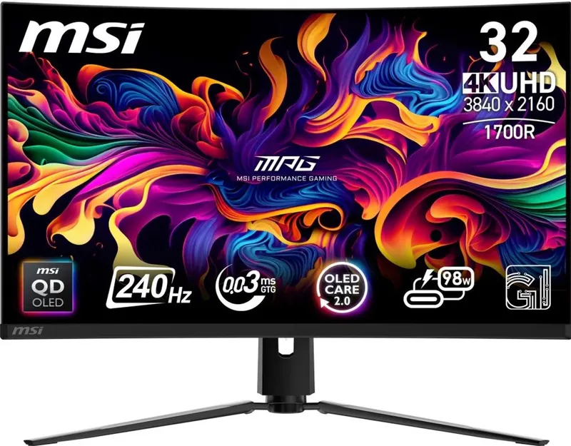 MPG 321CURX QD-OLED - 4K UHD Curved Gaming Monitor - 240hz - 32 inch - USB-C PD 98W van MSI – cover
