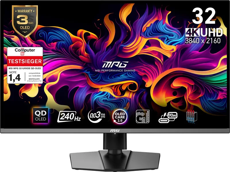 MPG 321URXDE QD-OLED computer monitor 80 cm (31.5") 3840 x 2160 Pixels 4K Ultra HD van MSI, Zwart – cover