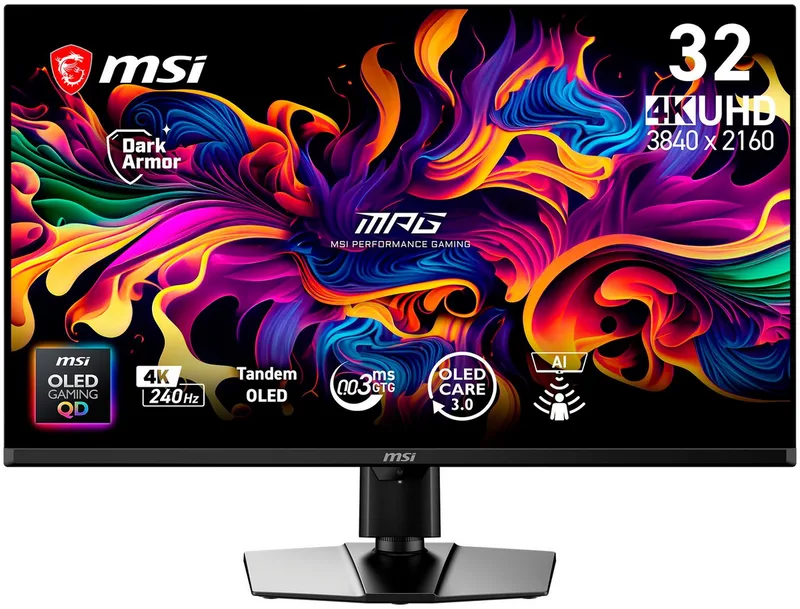 MPG 322UR QD-OLED X24 Gaming-Monitor (80 cm/32 ", 3840 x 2160 px, 4K Ultra HD, 0,03 ms Reaktionszeit, 240 Hz, QD-OLED) de MSI, Noir – jaquette