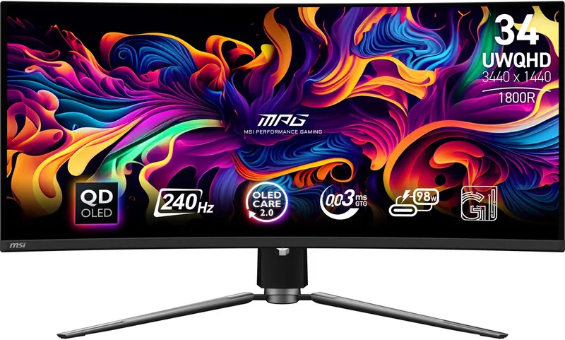 MPG 341CQPX QD-OLED - UWQHD Ultrawide Gaming Monitor - 34 inch - 240hz - USB-C PD 98W by MSI – cover