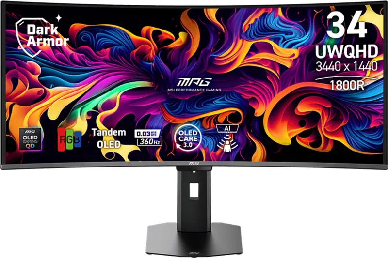 MPG 341CQR QD-OLED X36 - Curved UWQHD Gaming Monitor - 360hz - 34 inch - USB-C PD 98W - DisplayHDR True Black 500 - OLED Care 3.0 by MSI – cover