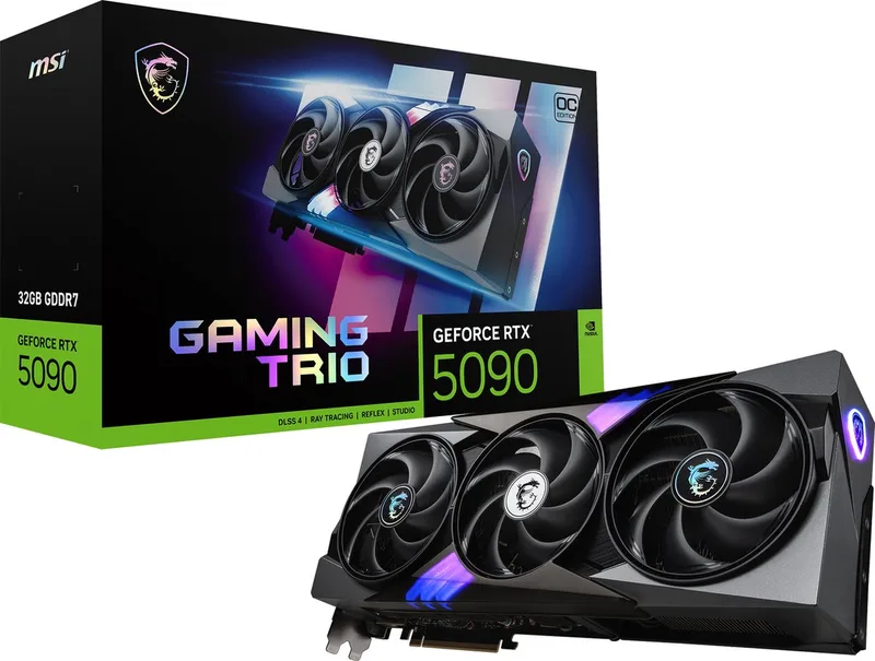 NVIDIA GeForce RTX 5090 32G GAMING TRIO OC - Videokaart - 32GB - GDDR7 - PCIe 5.0 - 1x HDMI 2.1 - 3x DisplayPort 2.1 by MSI, Black – cover