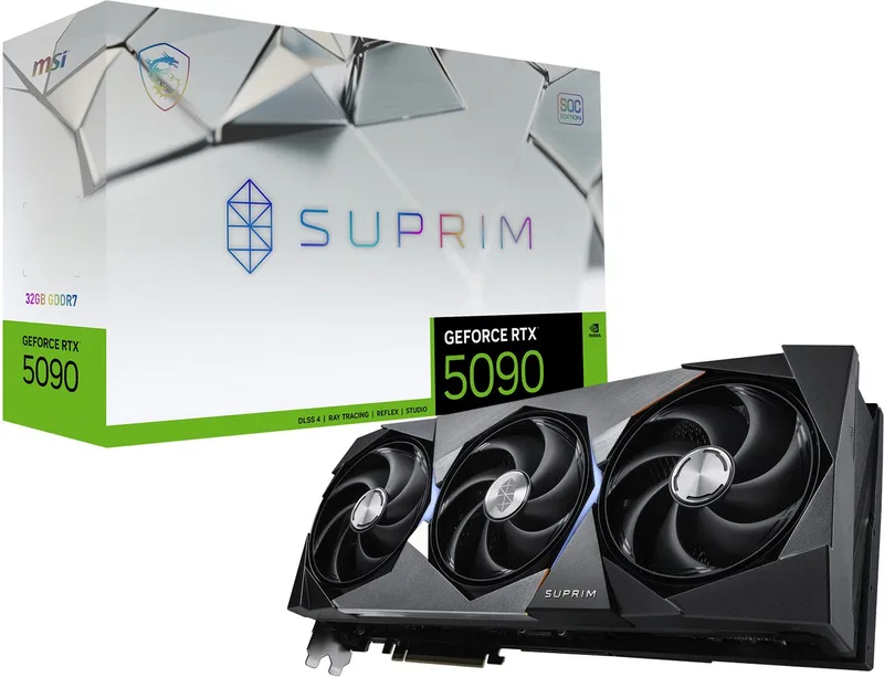 NVIDIA GeForce RTX 5090 32G SUPRIM SOC - Videokaart - 32GB - GDDR7 - PCIe 5.0 - 1x HDMI 2.1 - 3x DisplayPort 2.1 fra MSI, Sort – cover