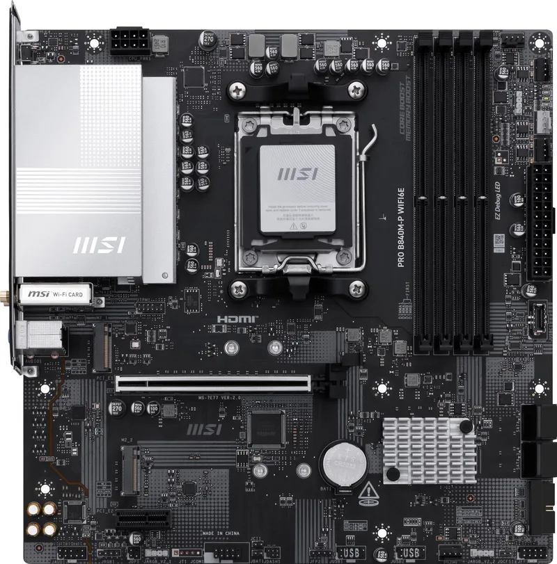 PRO B840M-P WiFi6E | Socket AM5 | AMD B840 | 4xDDR5 | Micro ATX | Moederbord by MSI – cover