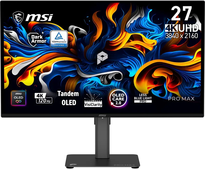 PRO MAX 271UPX12G - 4K OLED Monitor - 120hz - USB-C 15W PD - 27 inch van MSI, Zwart – cover