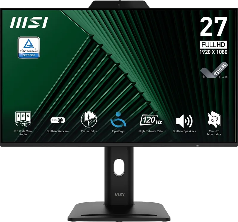 PRO MP272PMG - Full HD - 120Hz - Webcam - 4 Way Adjustable - Speakers - 27 inch van MSI, Zwart – cover