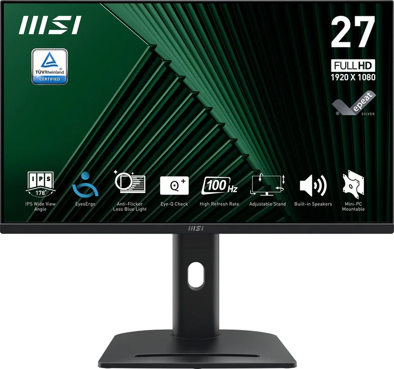 PRO MP275PG LED-Monitor (69 cm/27 ", 1920 x 1080 px, Full HD, 1 ms Reaktionszeit, 100 Hz, IPS-LED, neig-,schwenk-, höhenverstellbar, Pivot) by MSI, Black – cover