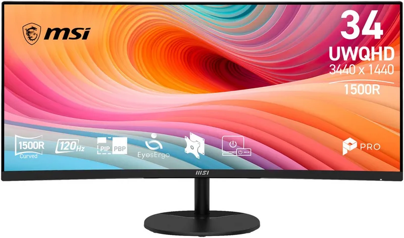PRO MP341CQ E12 LCD-Monitor (86,4 cm/34 ", 3440 x 1440 px, UWQHD, 1 ms Reaktionszeit, 120 Hz, VA LCD, neigbar, 3 Jahre Herstellergarantie) van MSI, Zwart – cover