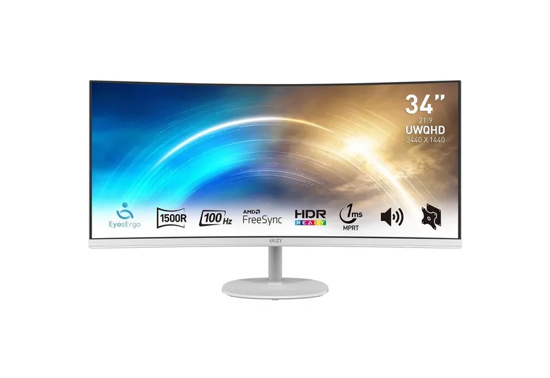 PRO MP341CQW Curved-LED-Monitor (86,4 cm/34 ", 3440 x 1440 px, UWQHD, 1 ms Reaktionszeit, 100 Hz, VA LED, 3 Jahre Herstellergarantie) by MSI, White – cover